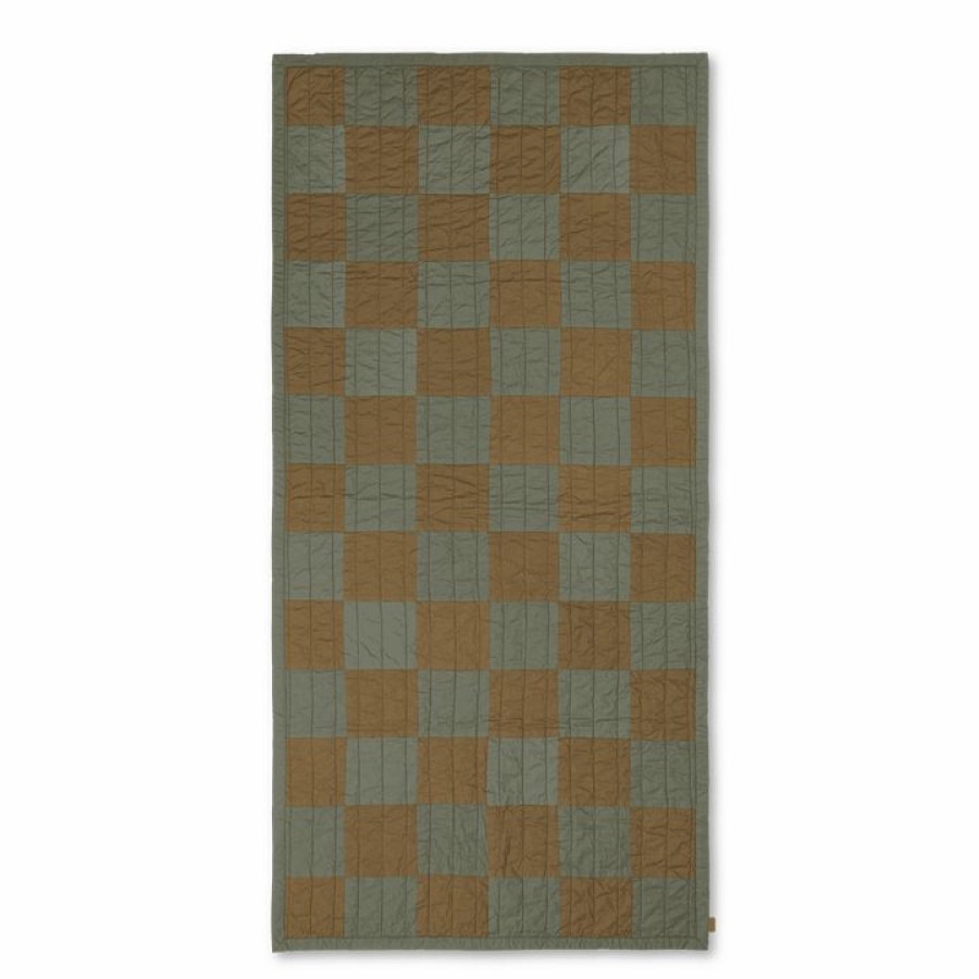 ferm LIVING Ferm Living - Duo Quilted Blanket - Green Tonal Soft Furnishings