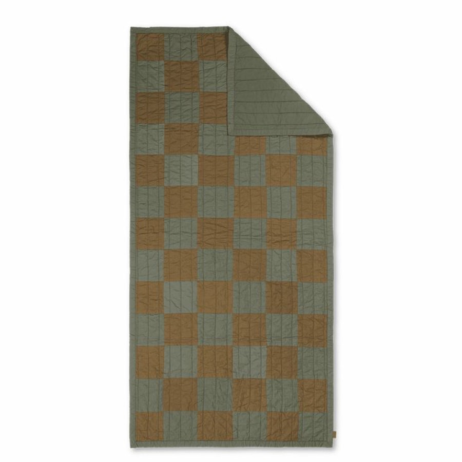 ferm LIVING Ferm Living - Duo Quilted Blanket - Green Tonal Soft Furnishings