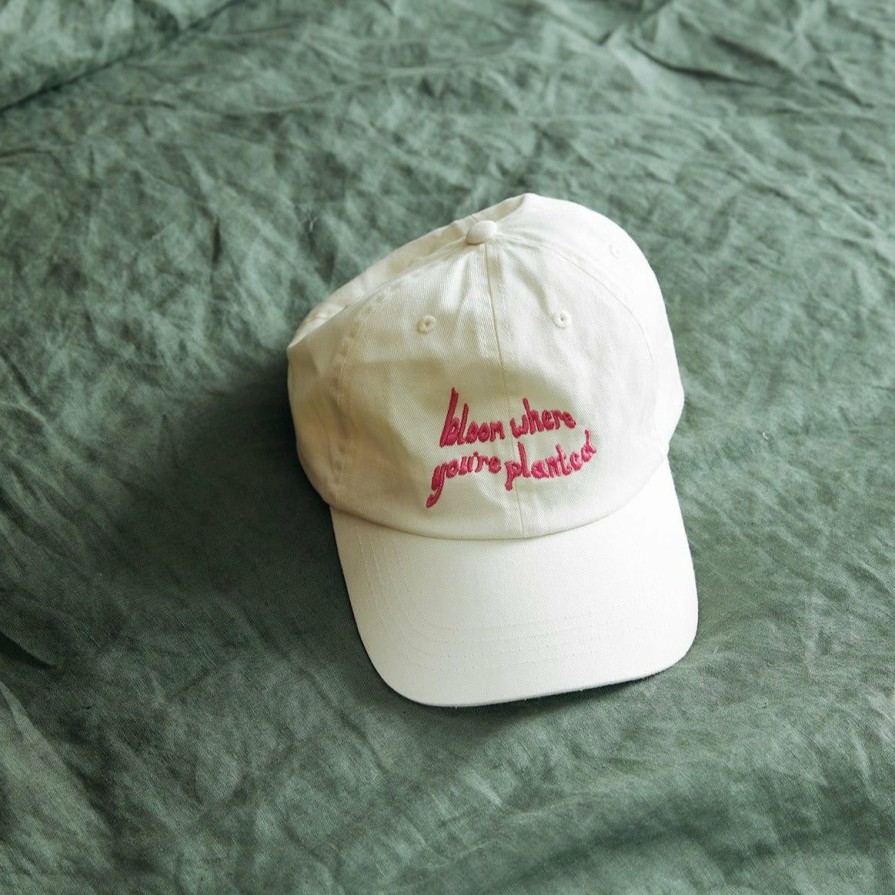 Earl of East Earl Of East - Embroidered Cotton Cap - Bloom Where You'Re Planted Travel Accessories