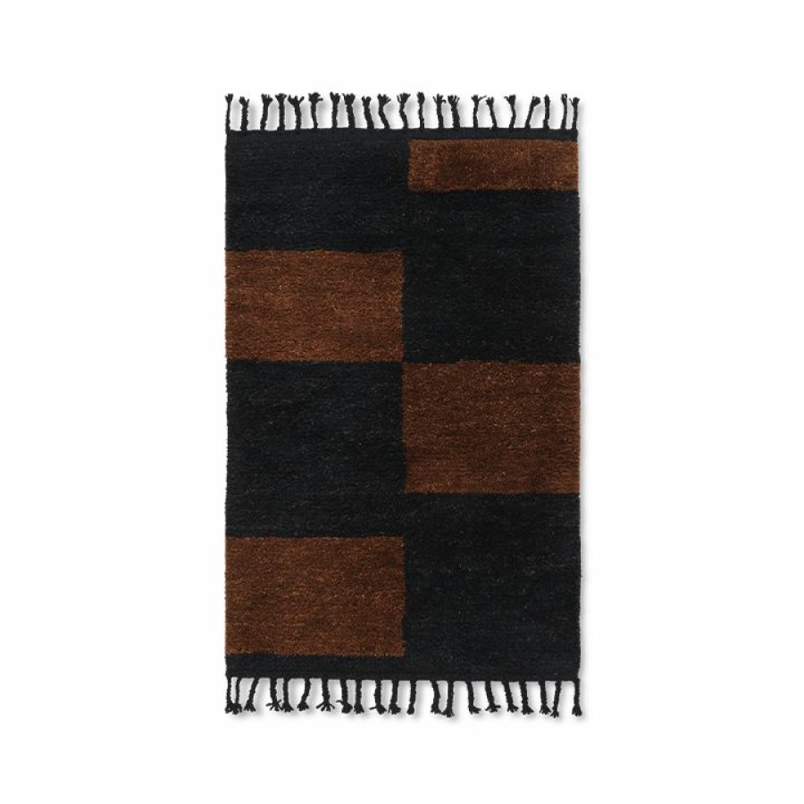 ferm LIVING Ferm Living - Mara Knotted Rug Small - Black/Chocolate Soft Furnishings