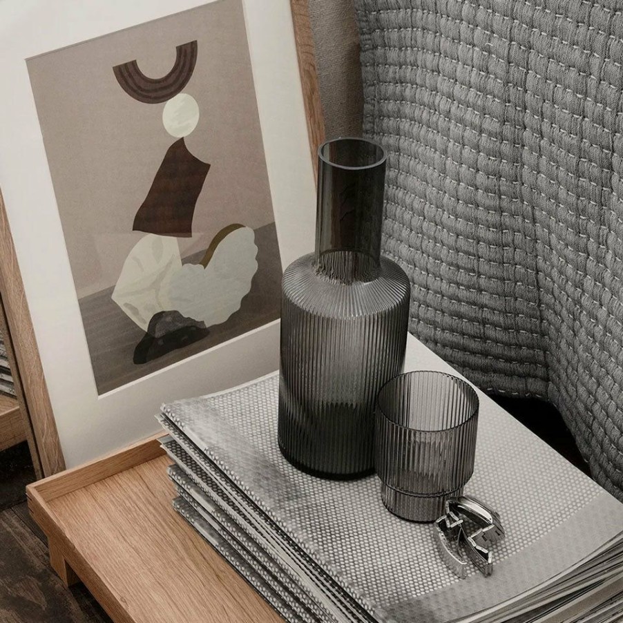 ferm LIVING Ferm Living - Ripple Carafe Smoked Grey Glassware