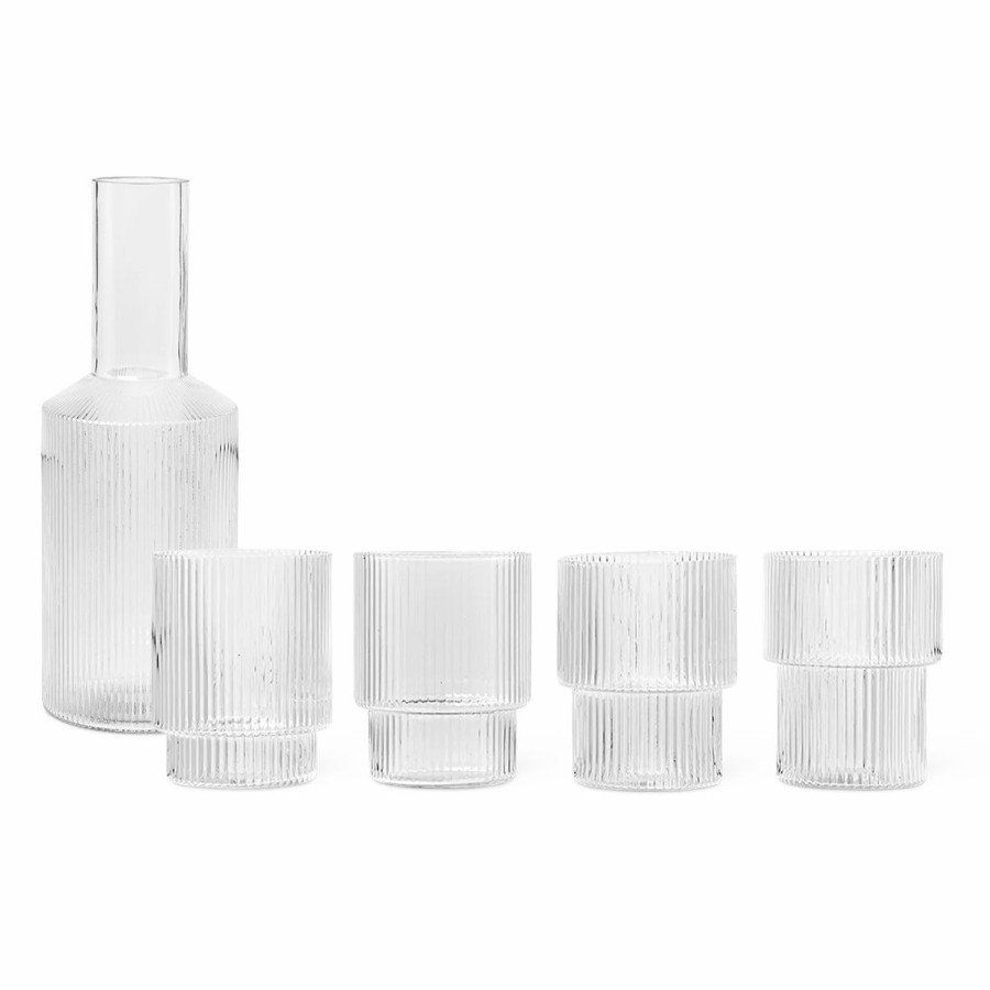 ferm LIVING Ferm Living - Ripple Carafe & Tumbler Glasses Set Clear Glassware