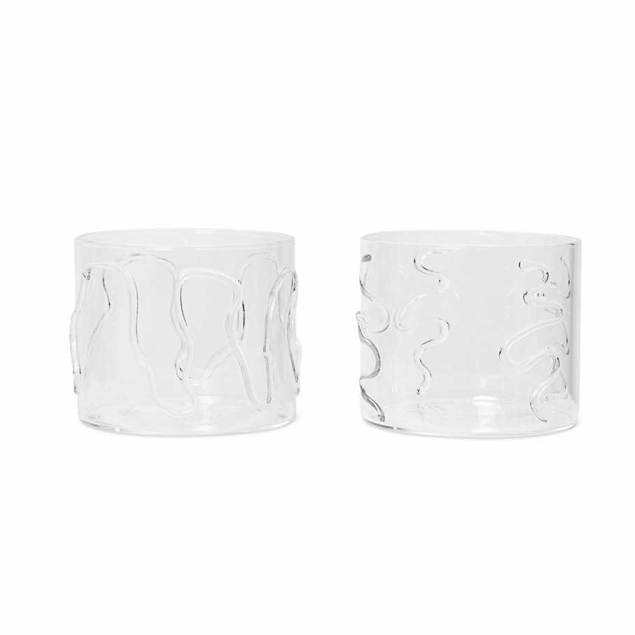 ferm LIVING Ferm Living - Doodle Glasses - Set Of 2 - Low Coffee Table