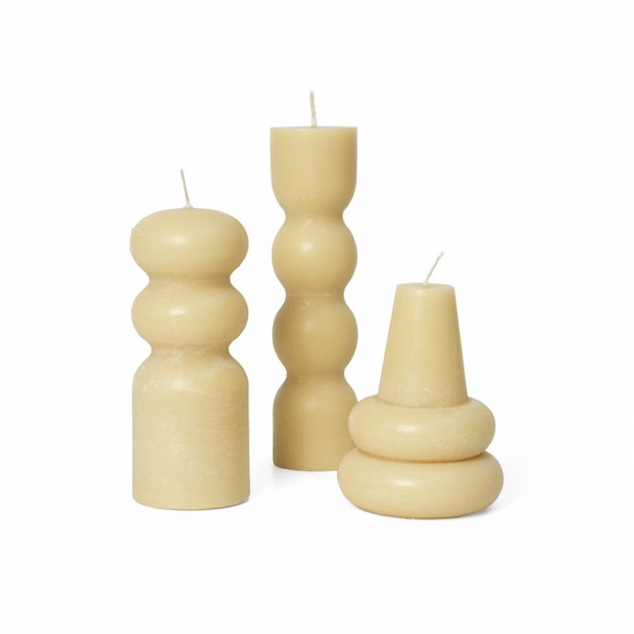 ferm LIVING Ferm Living - Torno Candles - Set Of 3 - Pale Yellow Home Decor