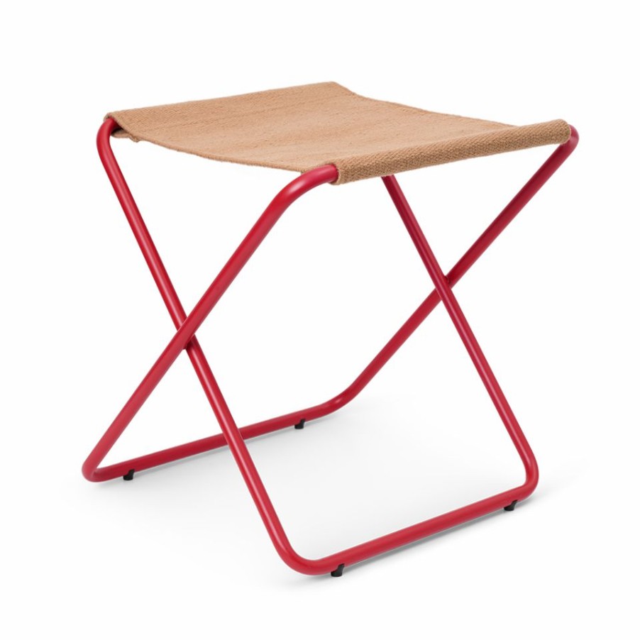 ferm LIVING Ferm Living - Desert Stool - Poppy Red Frame With Sand Seat Poppy Red/Sand Furniture