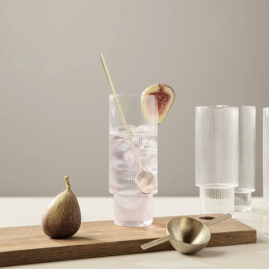 ferm LIVING Ferm Living - Ripple Long Drink Glasses - Set Of 4 Clear Glassware