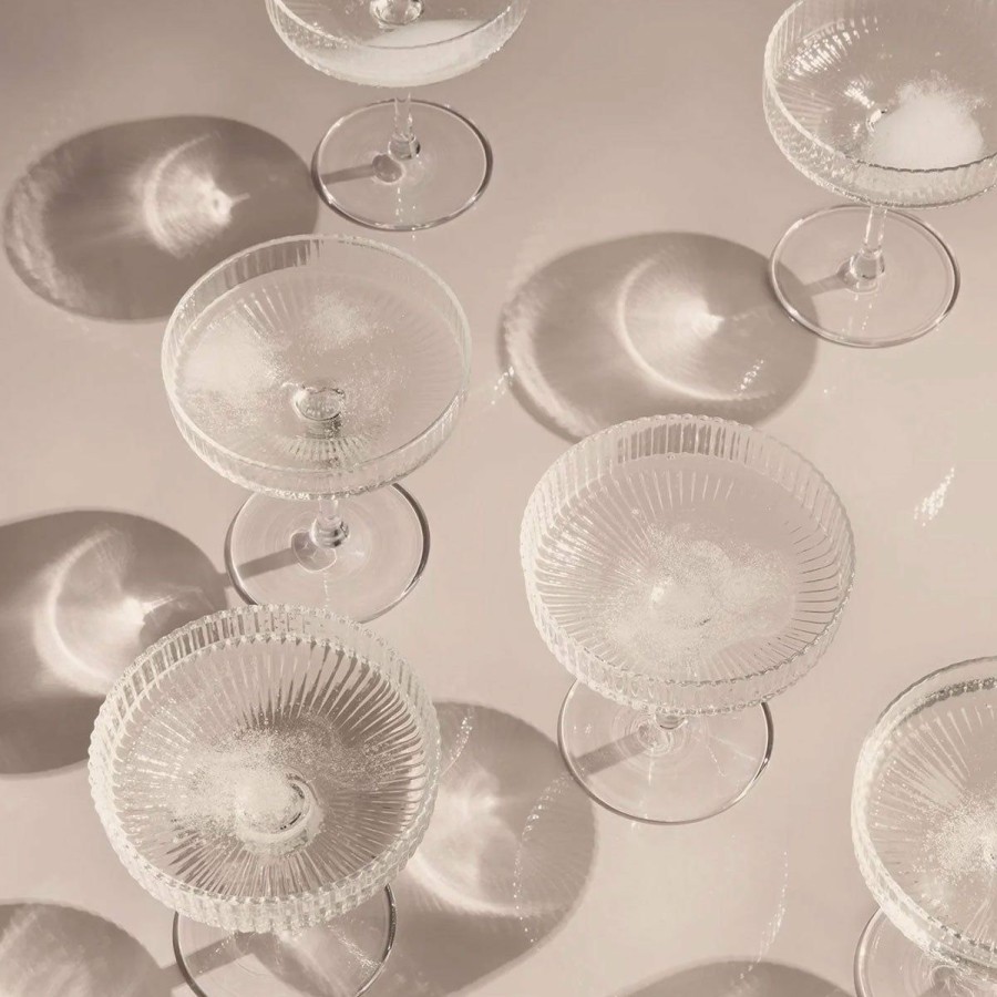 ferm LIVING Ferm Living - Ripple Champagne Saucer - Set Of 2 Clear Glassware