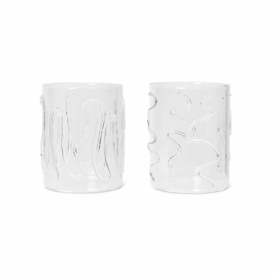 ferm LIVING Ferm Living - Doodle Glasses - Set Of 2 - Tall - Clear Glassware