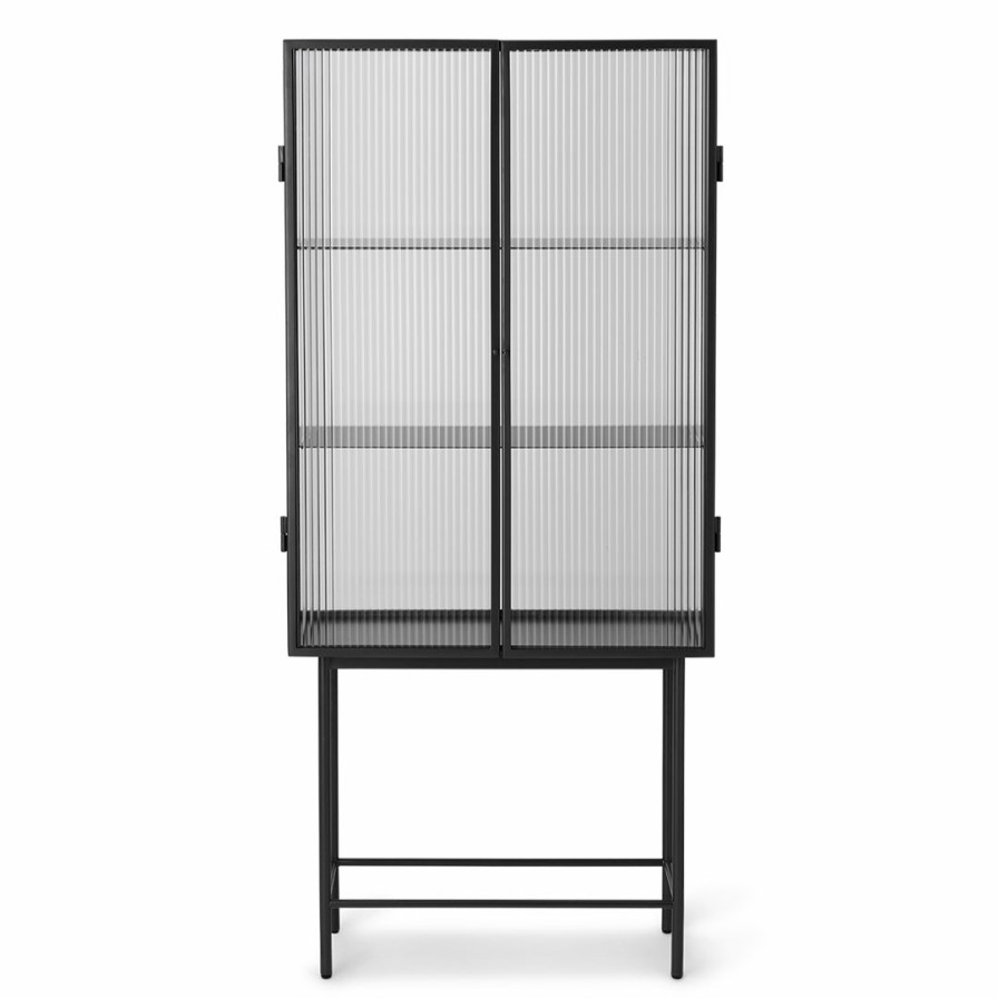 ferm LIVING Ferm Living - Haze Vitrine - Reeded Glass - Black Furniture