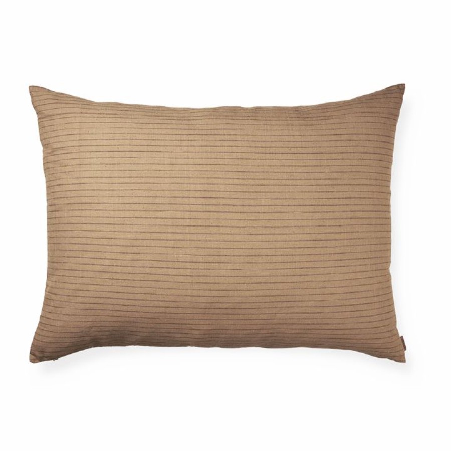 ferm LIVING Ferm Living - Brown Cotton Cushion - Large - Lines Soft Furnishings