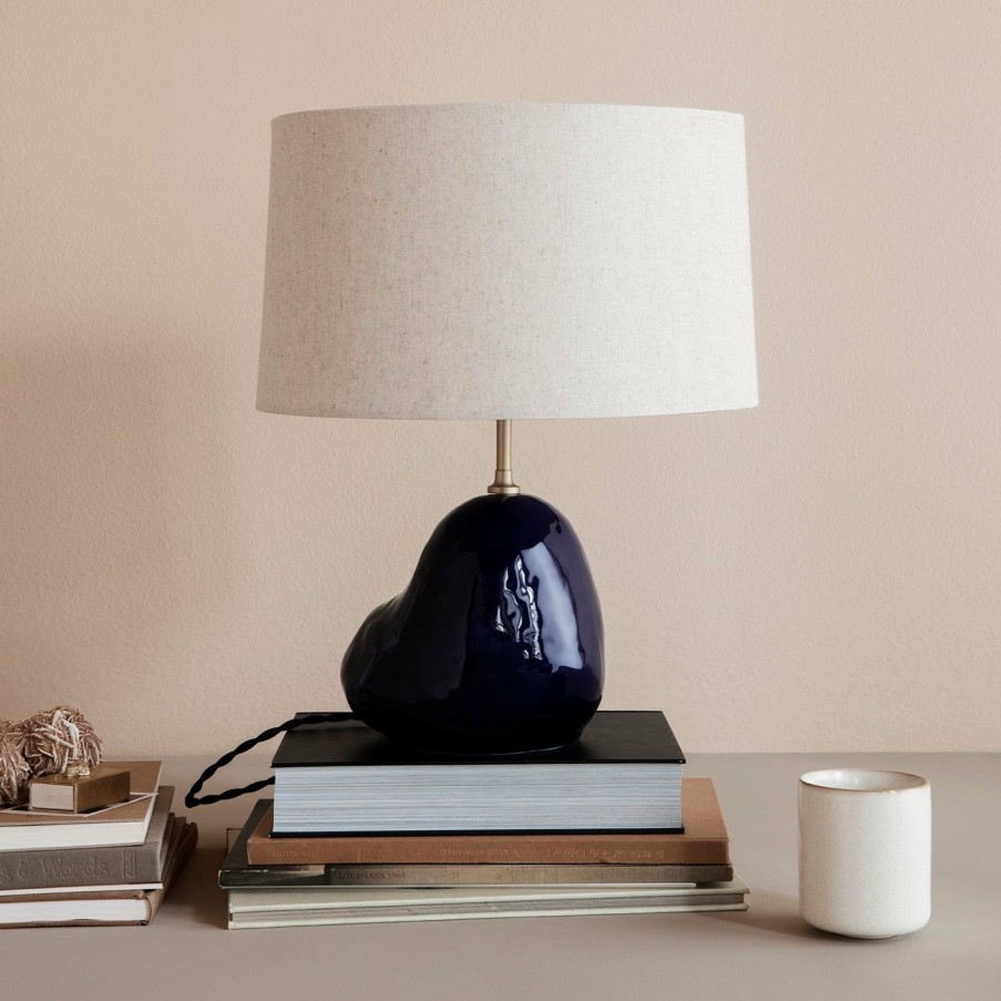 ferm LIVING Ferm Living - Hebe Lamp Base & Shade - Small - Deep Blue Lamps & Lighting