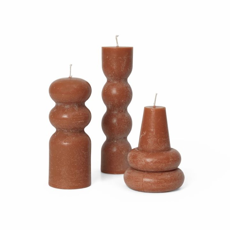 ferm LIVING Ferm Living - Torno Candles - Set Of 3 - Amber Home Decor