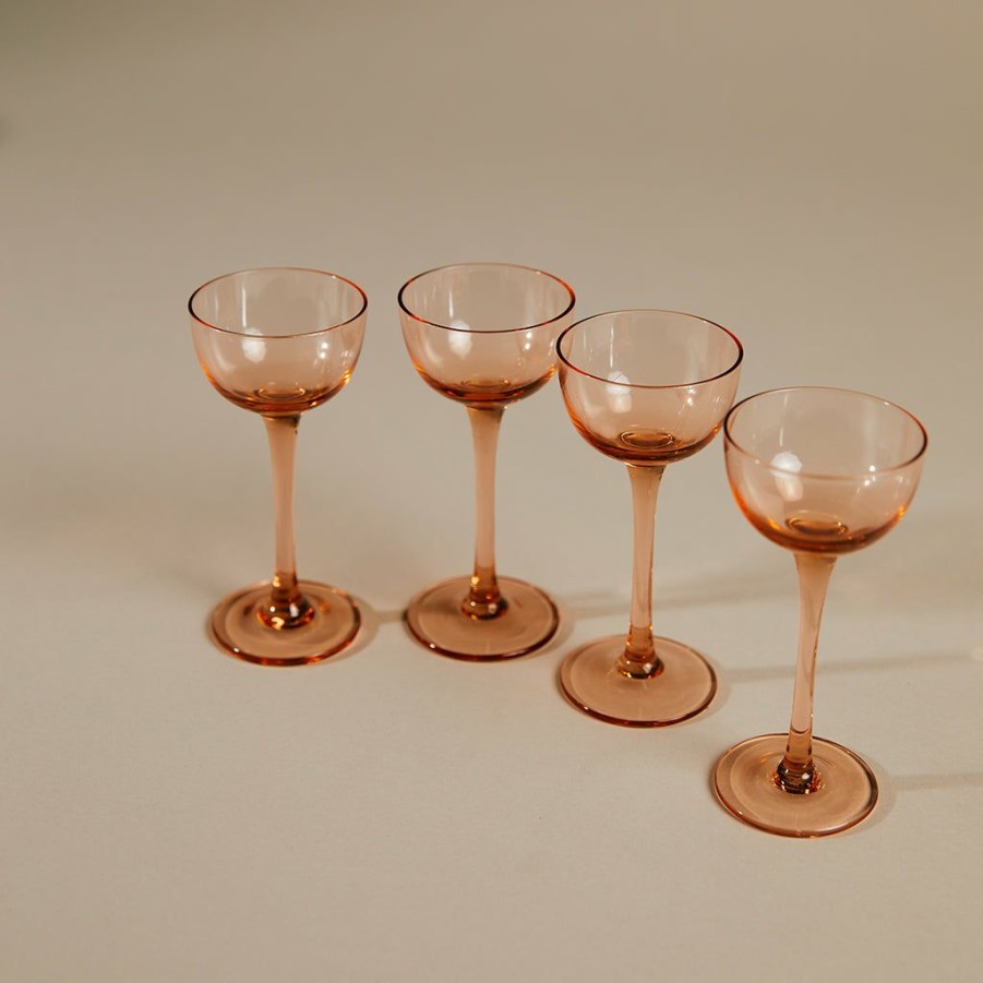 ferm LIVING Ferm Living - Host Liqueur Glasses - Set Of 4 - Blush Pink Glassware